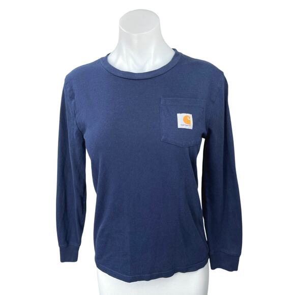 Carhartt Women's Blue Pocket Long Sleeve Casual Pullover Sweatshirt Top Size M - Picture 1 of 5